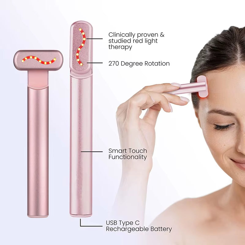 Dispositif De Lifting Du Visage À Microcourant EMS, Baguette Faciale À Lumière Rouge, Masseur Pour Les Yeux Et Le Cou, Raffermissement De La Peau, Anti-Rides, Soins De La Peau, Outil De Beauté